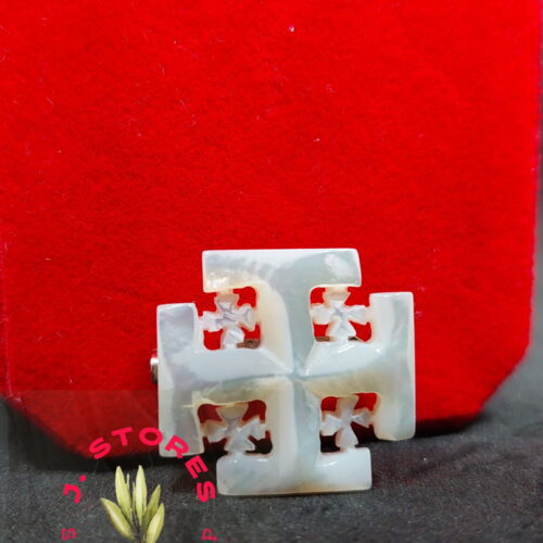 Mother of pearl handmade brooch jerusalem cross normal