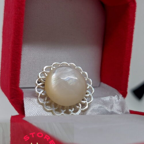 Mother of pearl handmade brooch  round onimanted bevel ball