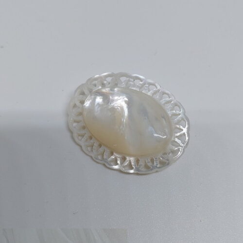 Mother of pearl handmade brooch  round onimanted bevel ball