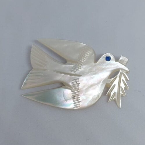 Mother of pearl handmade dove brooch