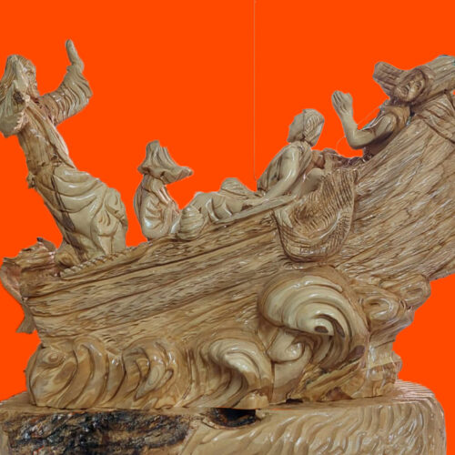 olive wood boat storm calm miracle